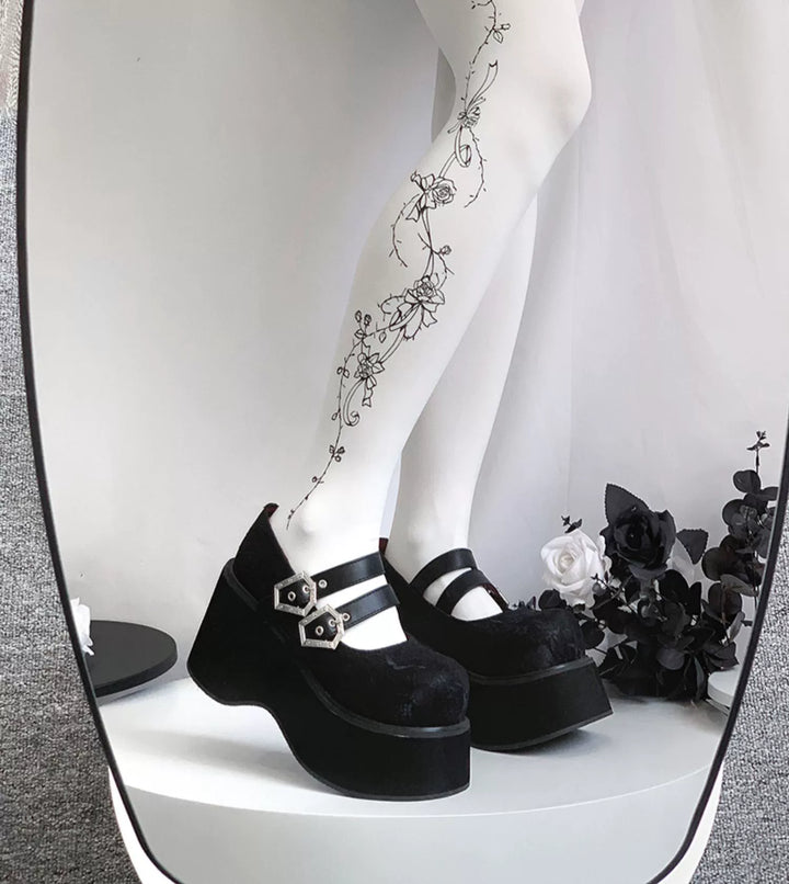 Black Red Platform Shoes Mary Jane Shoes 29728:367876