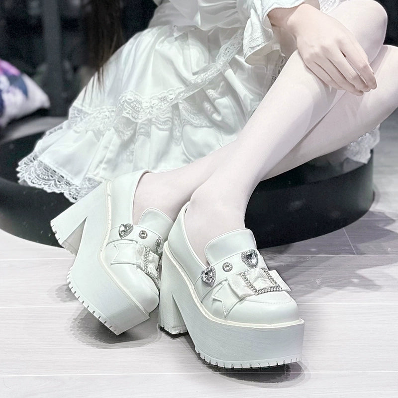 Jirai Kei Shoes Subculture Platform Shoes (White / 34 35 36 37 38 39 40) 35270:490590