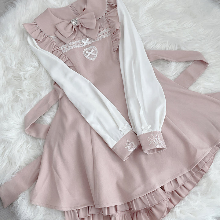 Jirai Kei Set Up Lace Dress Set Black Pink Blue Dress 34480:462734