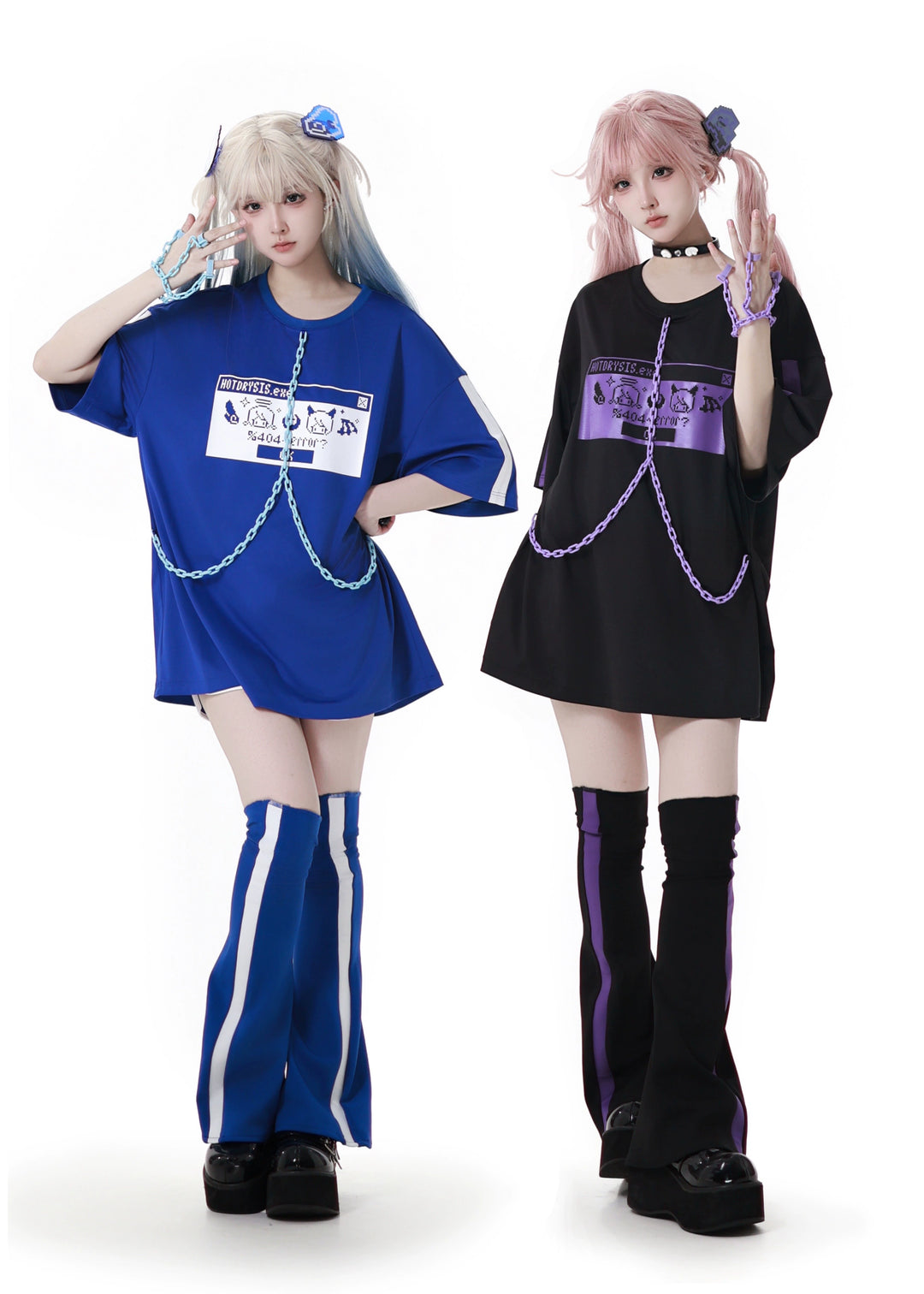 Subcul Jirai Kei T-shirt Outfit, Detachable Chain 43194:770527