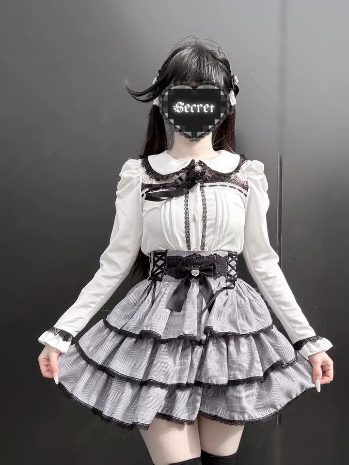 Jirai Kei Peter Pan Collar Blouse & Skirt Set 45007:834500