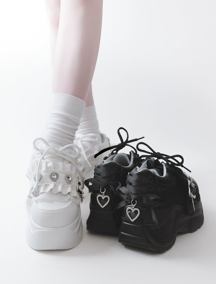 Subculture Platform Shoes, Heart-shaped Rhinestone 43619:781216
