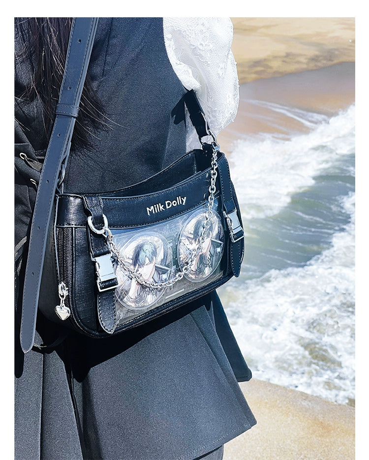 Y2K Style Ita Bag, Clear Window & Detachable Chain 43228:772315