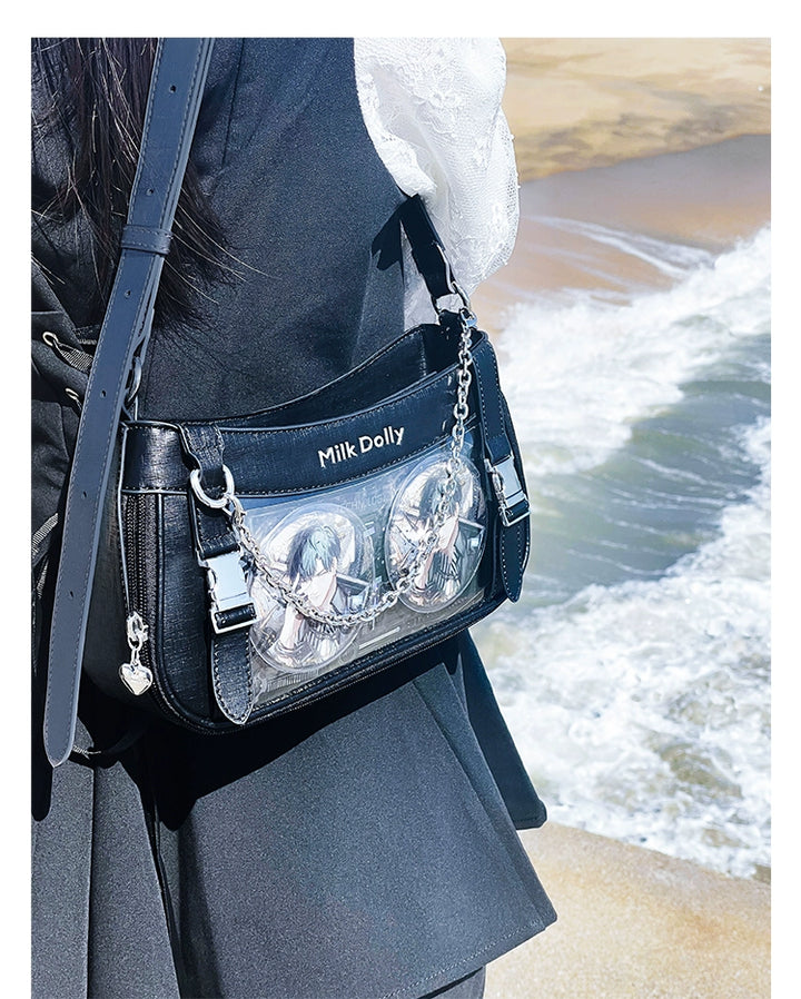 Y2K Style Ita Bag, Clear Window & Detachable Chain 43228:772315