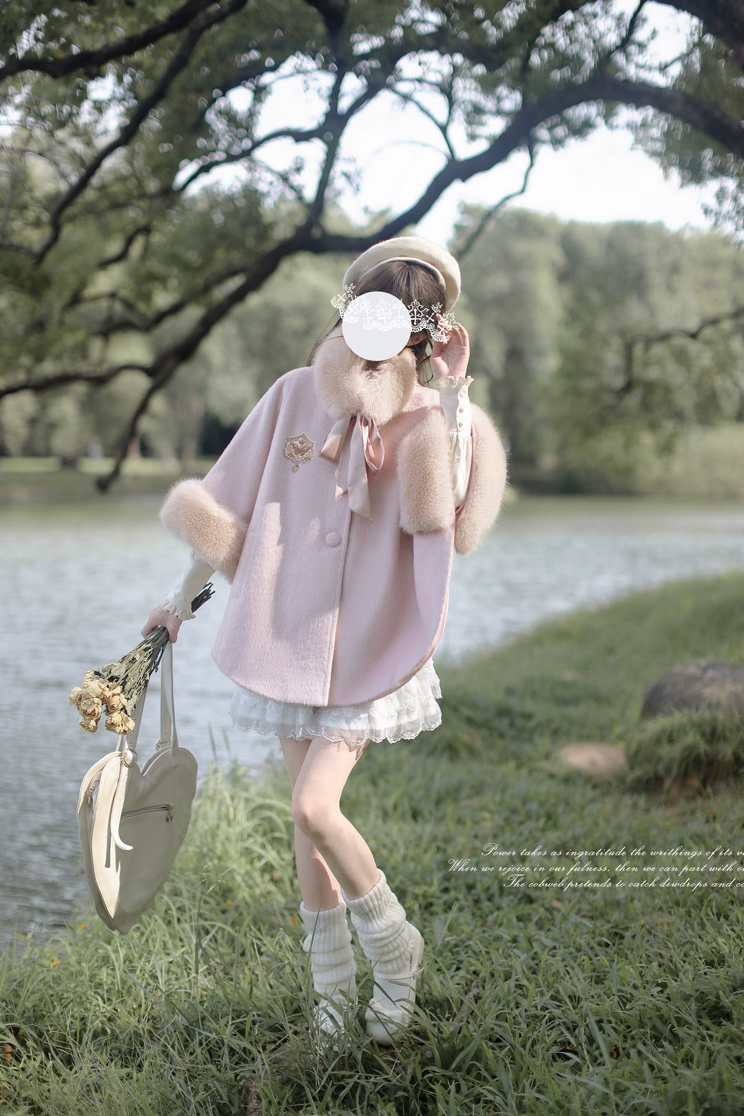 Sweet Winter Pink Cloak, Beige Blouse 44038:793616
