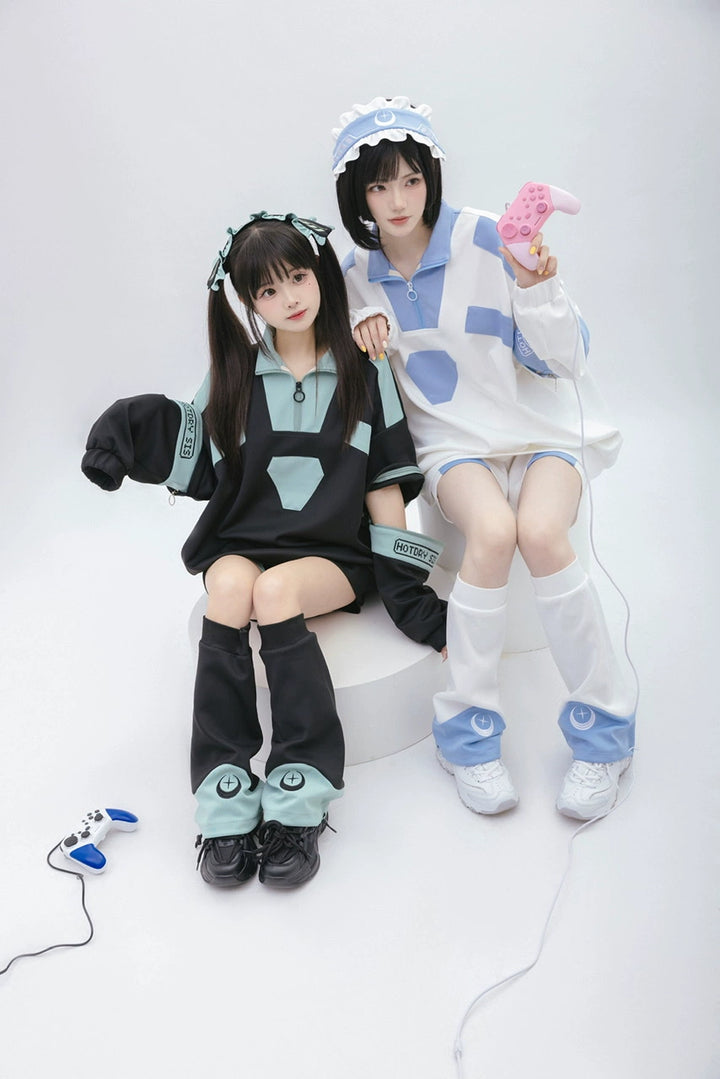 Tenshi Kaiwai Removable Sleeve Sweatshirt and Shorts Multicolor 29166:356912