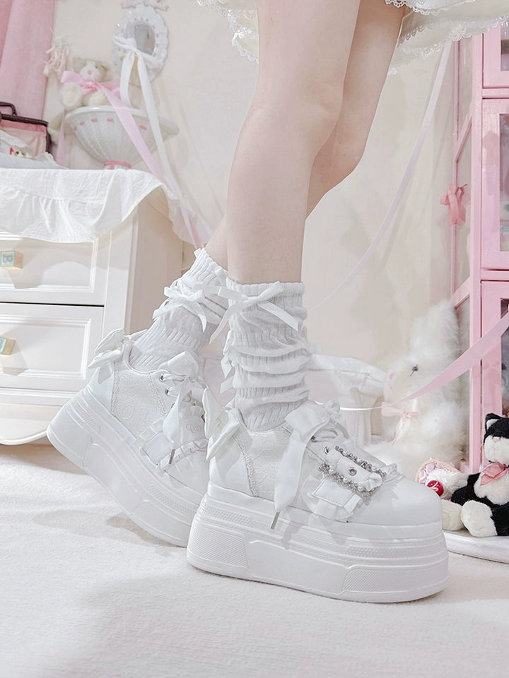 Ryousangata High Platform Shoes, Satin Bow 43688:783025