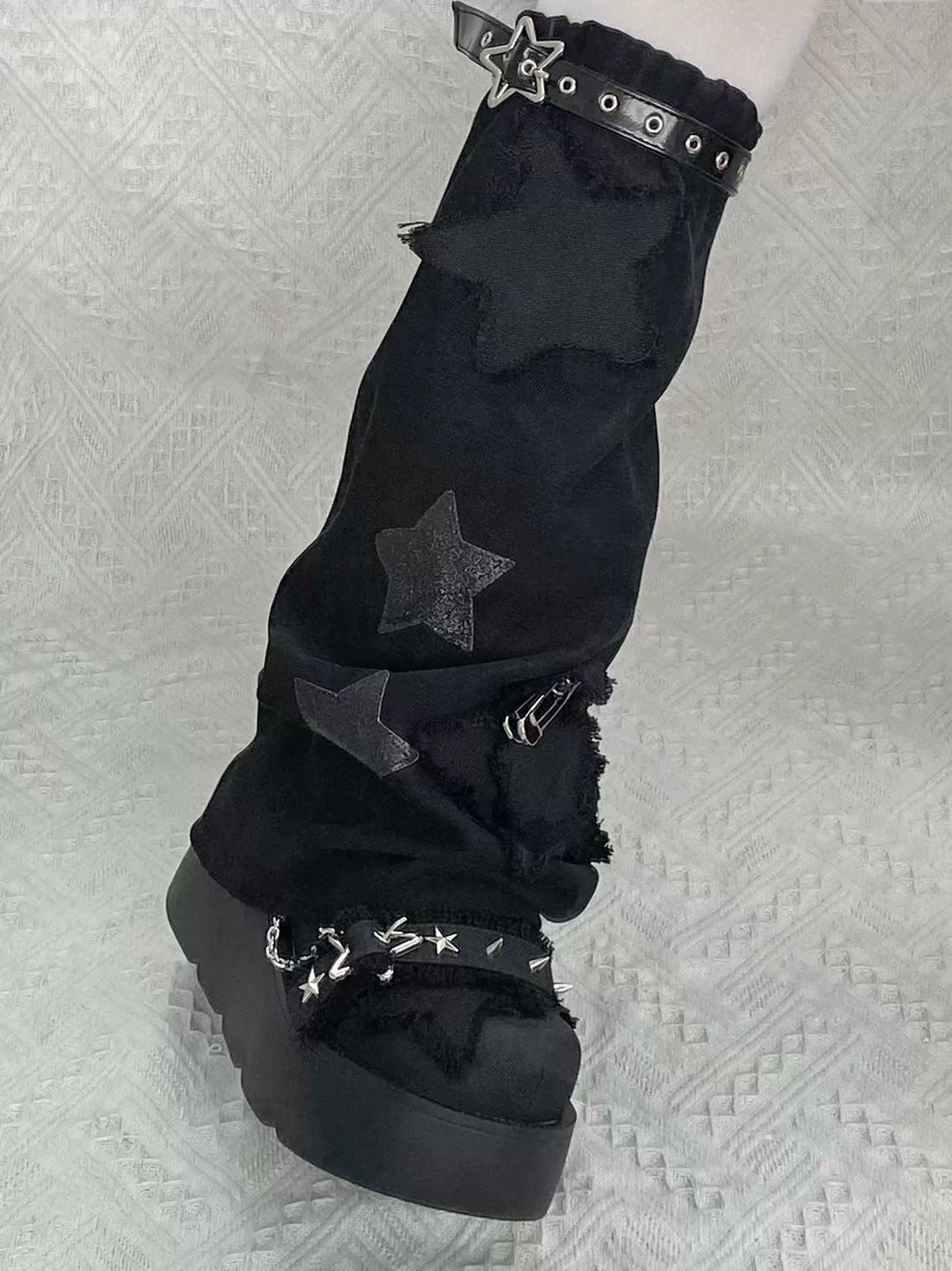 Y2K Platform Shoes Gyaru Fashion Boots Canvas Combat Boots 35060:487882