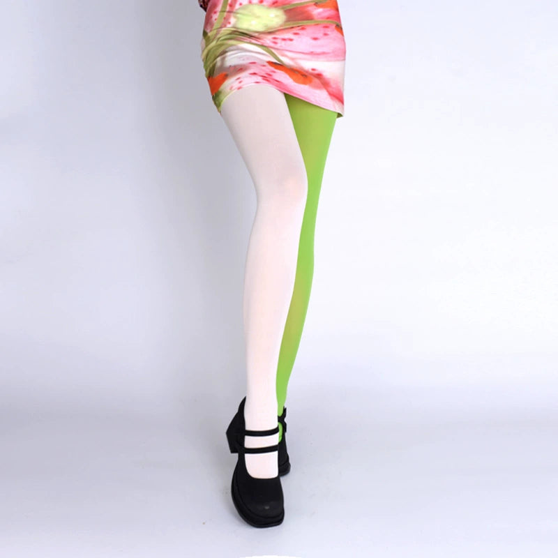 Y2K Style Velvet Pantyhose, Bold Color Contrast 43756:784644