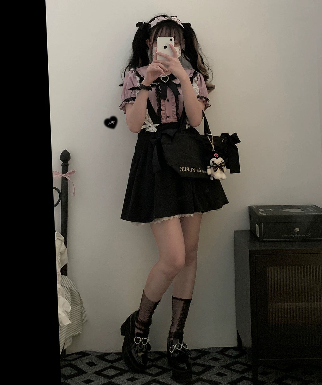 Jirai Kei Shirt Sweet Lace Blouse Short Sleeve Peter Pan Collar 35260:536060 35260:536060