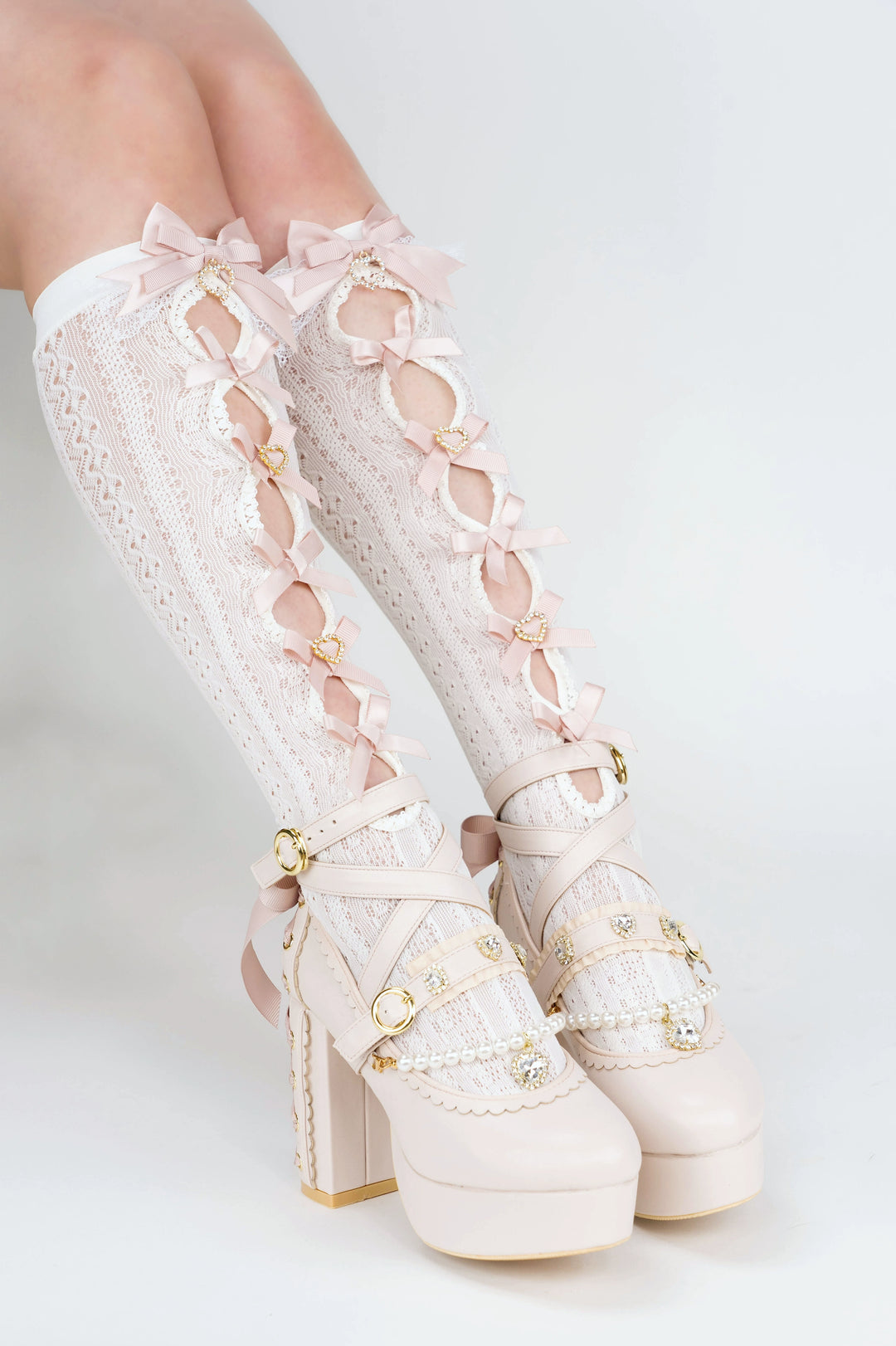 Jirai Kei Socks Lace Bow Mid-calf And Knee Socks Multicolor 33812:446018 33812:446018
