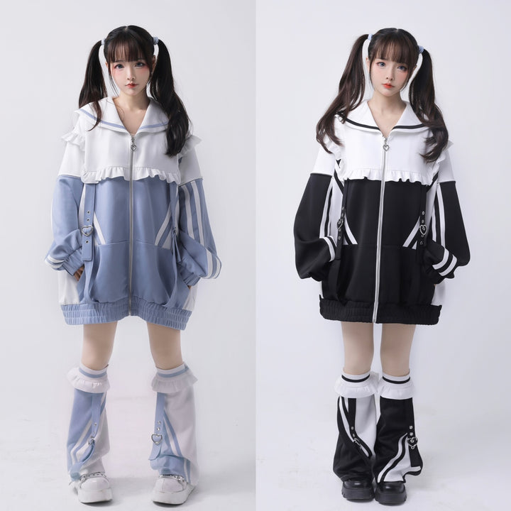 Tenshi Kaiwai Set Sailor Collar Jacket With Ruffle And Heart Buckle 34896:481078