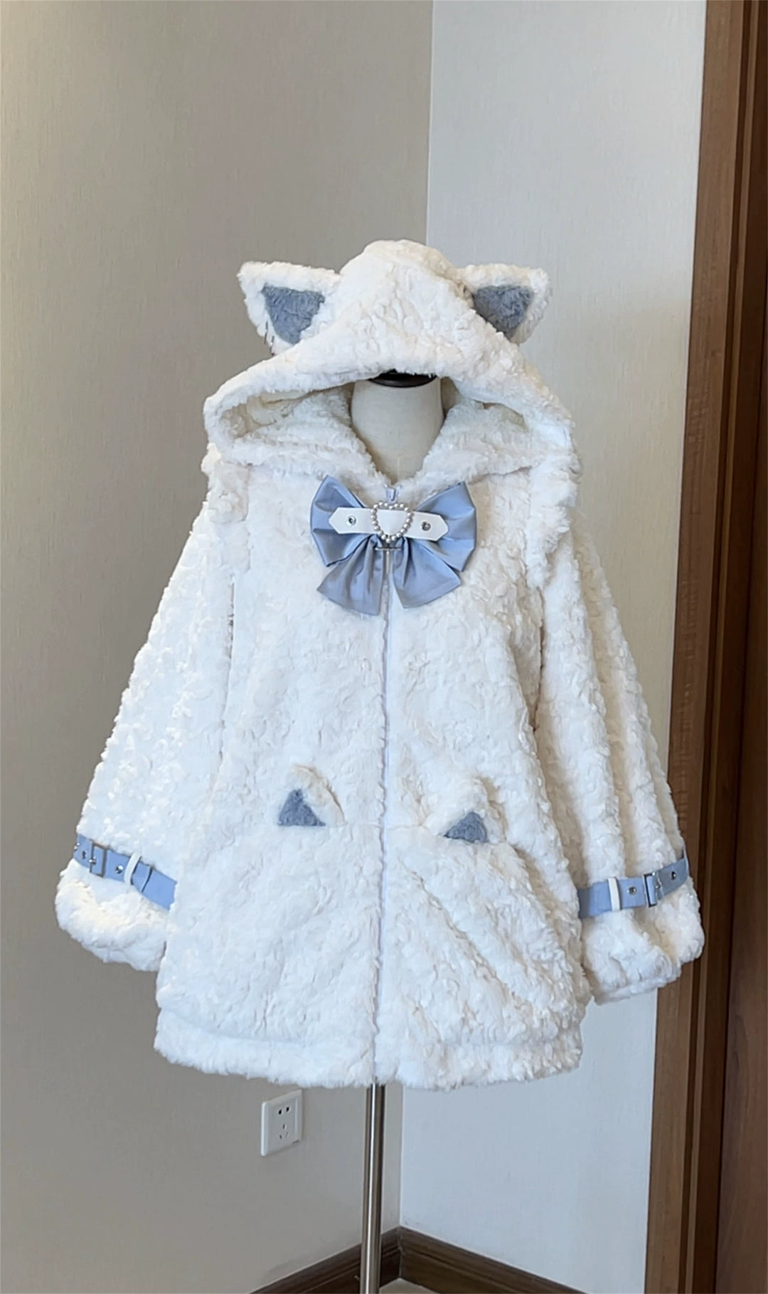 Jirai Kei Coat Cat Ear Hood Jacket Fleece Coat 39958:646648