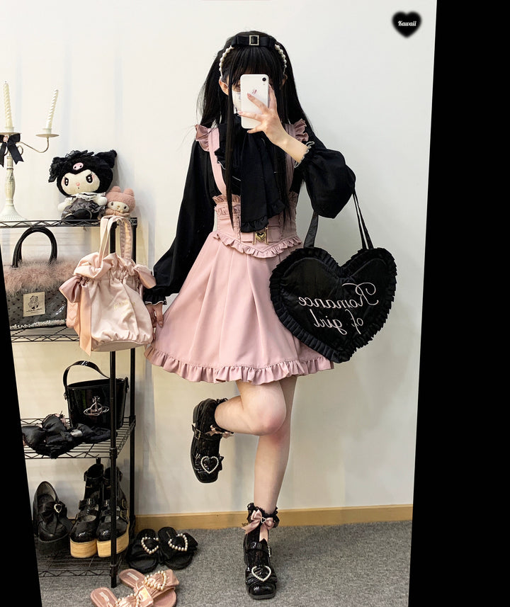 High Waist Jirai Kei Suspender Skirt 31858:569376