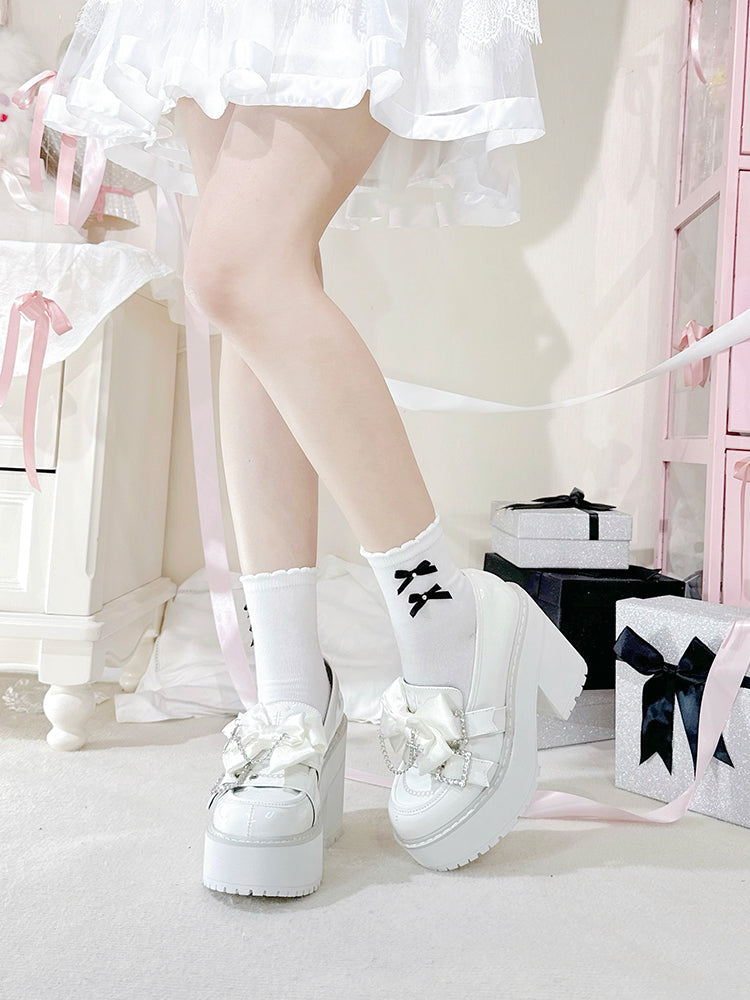 Jirai Kei Platform Shoes With Square Rhinestone and Cross Pendant 42228:734289