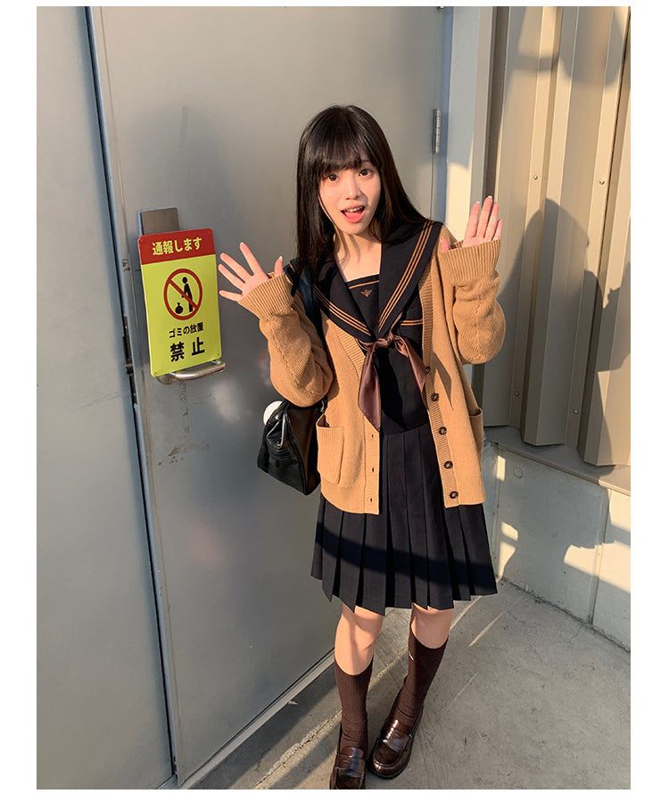 JK Uniform V-Neck Cardigan for Kansai-Collar Style Multicolor 42668:748709