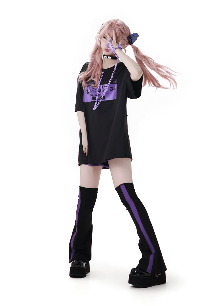 Subcul Jirai Kei T-shirt Outfit, Detachable Chain 43194:771530
