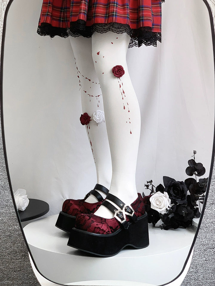 Black Red Platform Shoes Mary Jane Shoes 29728:367904