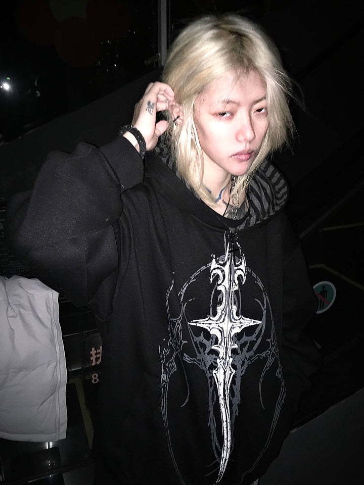 Cotton Jirai Kei Coat Gothic Punk Style with Oversized Design 42386:737938