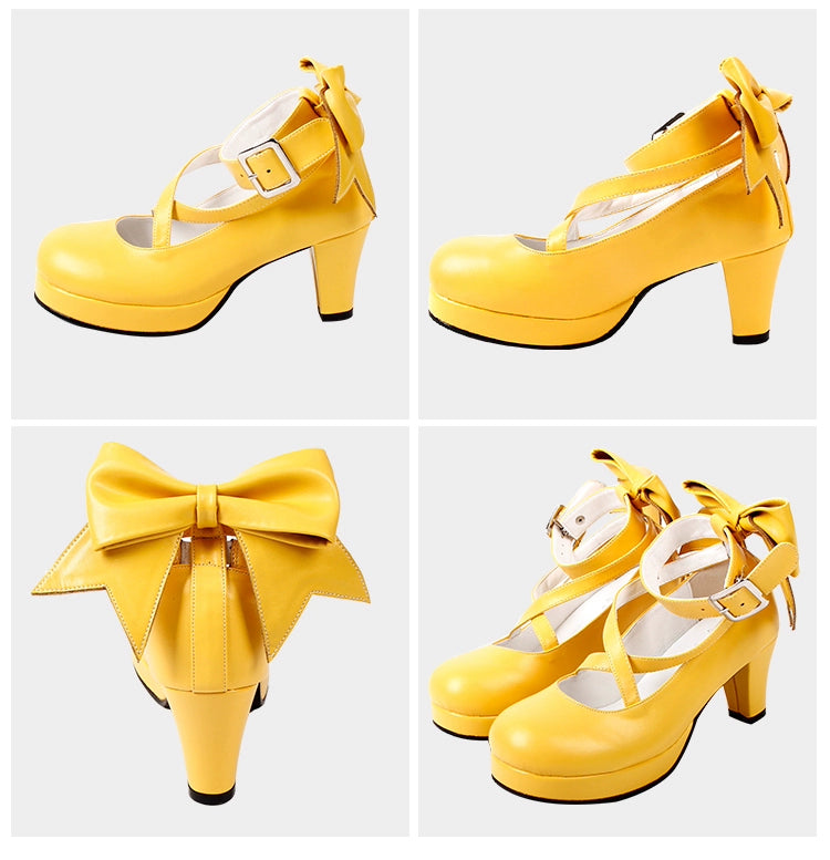 Lolita Shoes High Heel Shoes With Round Toe And Bow Ties Multicolor 31646:368982 31646:368982