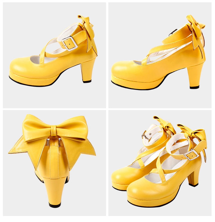 Lolita Shoes High Heel Shoes With Round Toe And Bow Ties Multicolor 31646:368982 31646:368982
