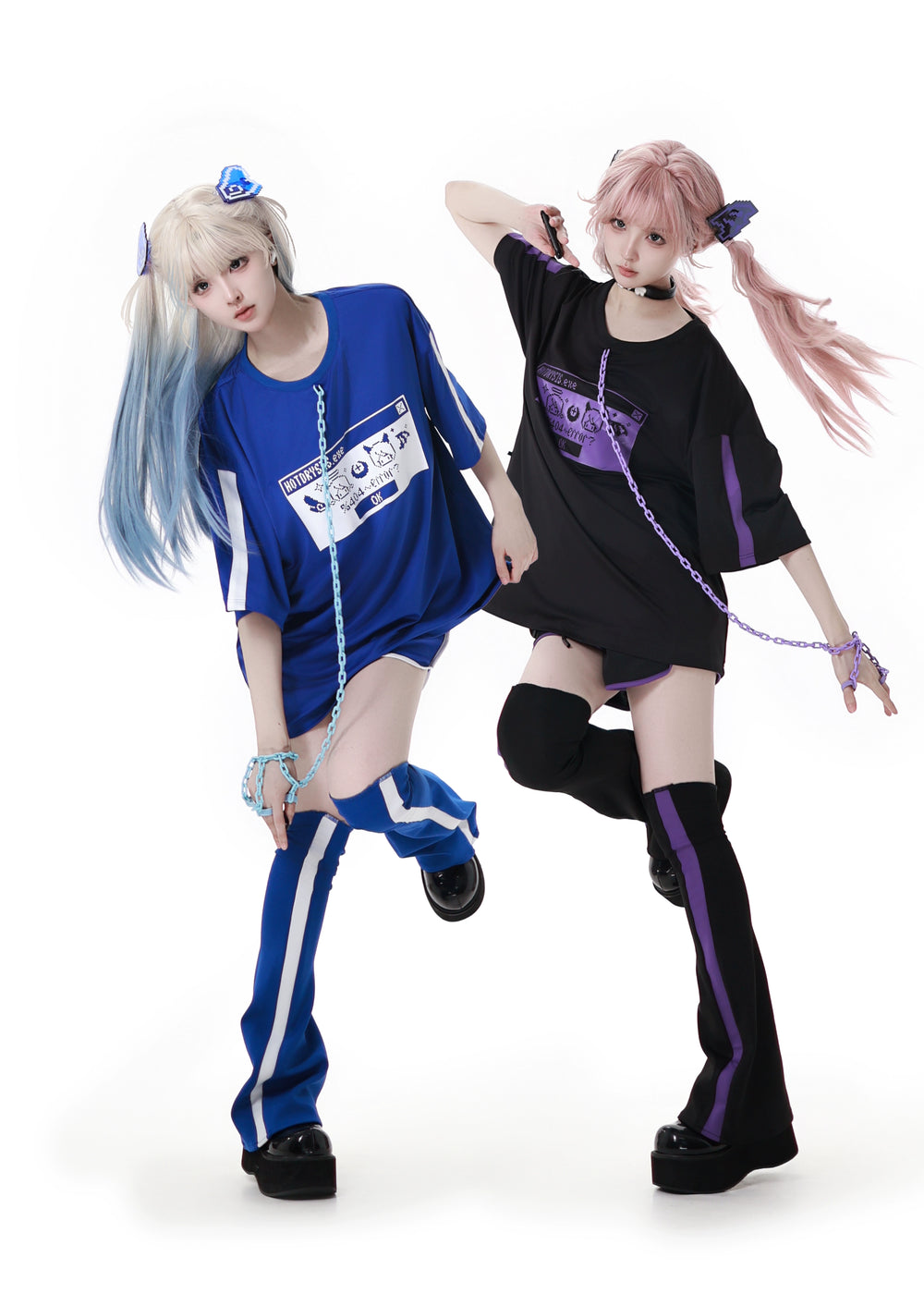 Subcul Jirai Kei T-shirt Outfit, Detachable Chain 43194:771516