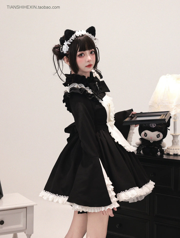 Maid-Inspired Dress Outfit, Detachable Apron 44427:807847