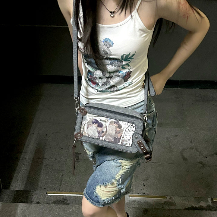 Gyaru Ita Bag Brick-like Crossbody Bag Motorcycle Handle Bag 41756:712982