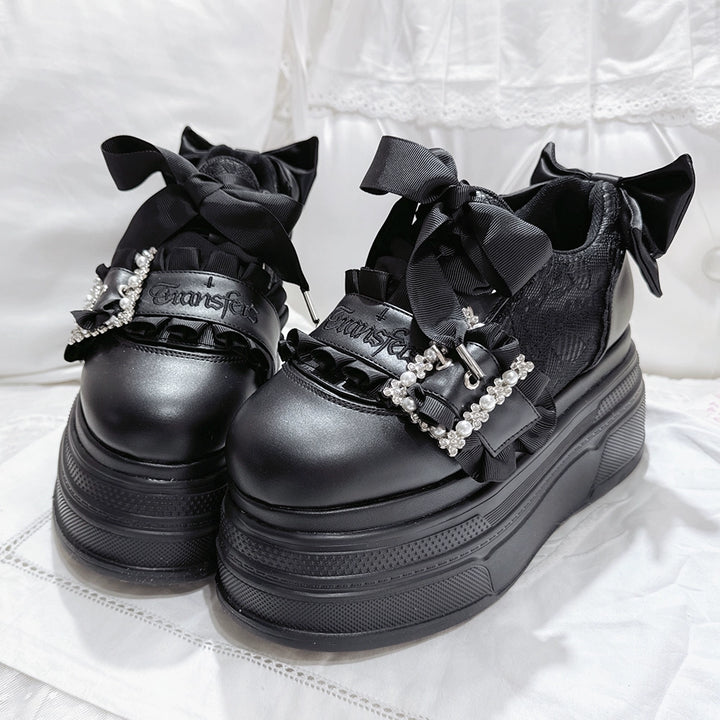Ryousangata High Platform Shoes, Satin Bow (35 36 37 38 39 40) 43688:783010
