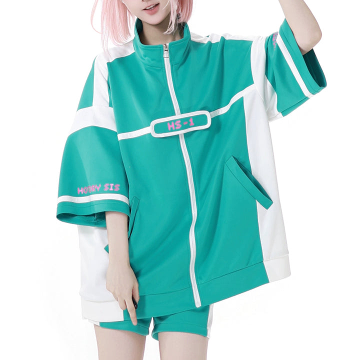 Black/Green Subcul Jirai Kei Sporty Jacket -Set or Singles (L M XL) 43057:764065