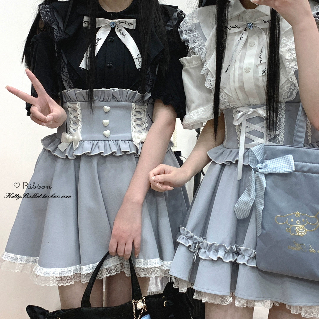 Jirai Kei Lace Cape Blouse Short-Sleeved Cutout Shirt 35360:494360