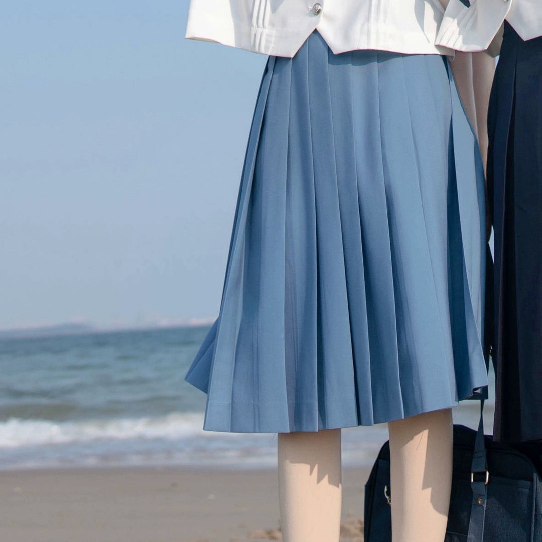 Summer JK Uniform Set, Sailor Collar Blouse, Pleated Skirt 43329:774782