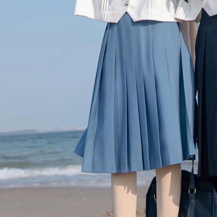 Summer JK Uniform Set, Sailor Collar Blouse, Pleated Skirt 43329:774782