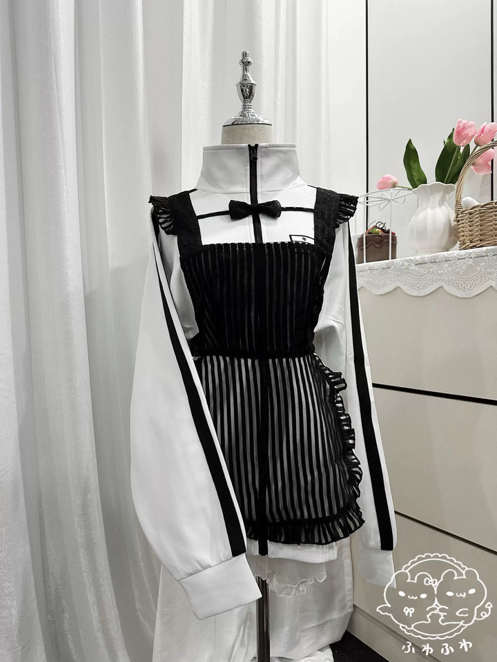 Black and White Jersey Jacket, Plus Size Shorts 44857:825953