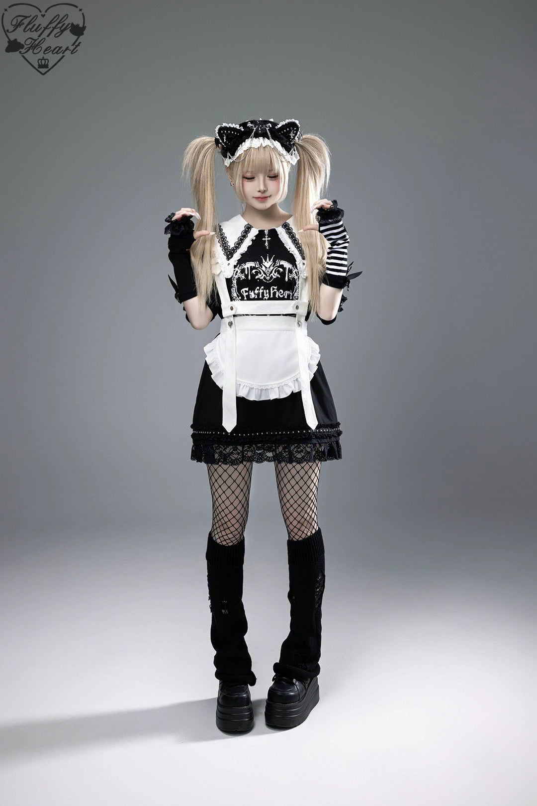 Cotton Sub Jirai Kei T-Shirt Dress, Pointed Collar, Open Shoulder 43373:774810