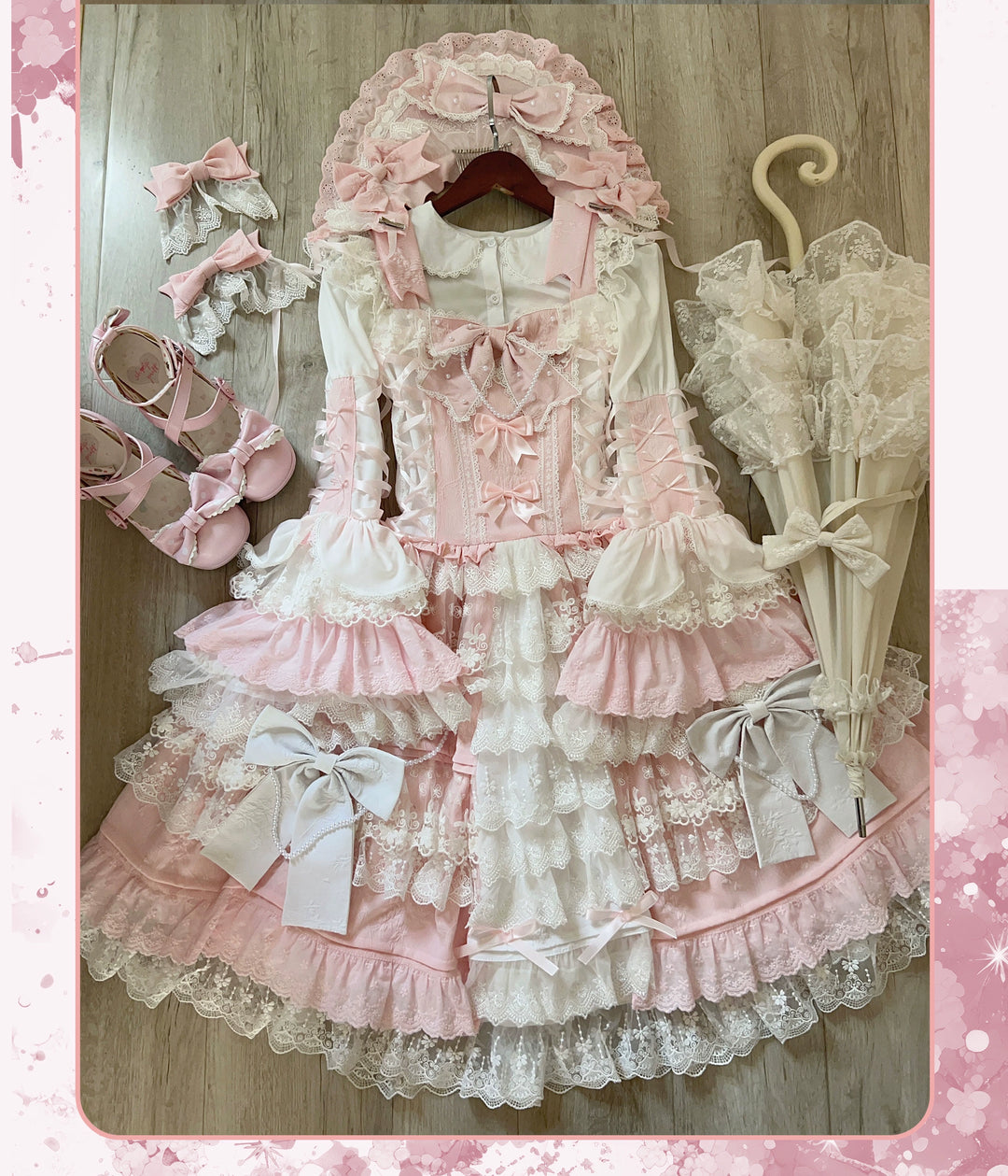 Vintage Lolita Dress Pink Doll-like Dress Princess Sleeve Blouse BNT 41170:697852