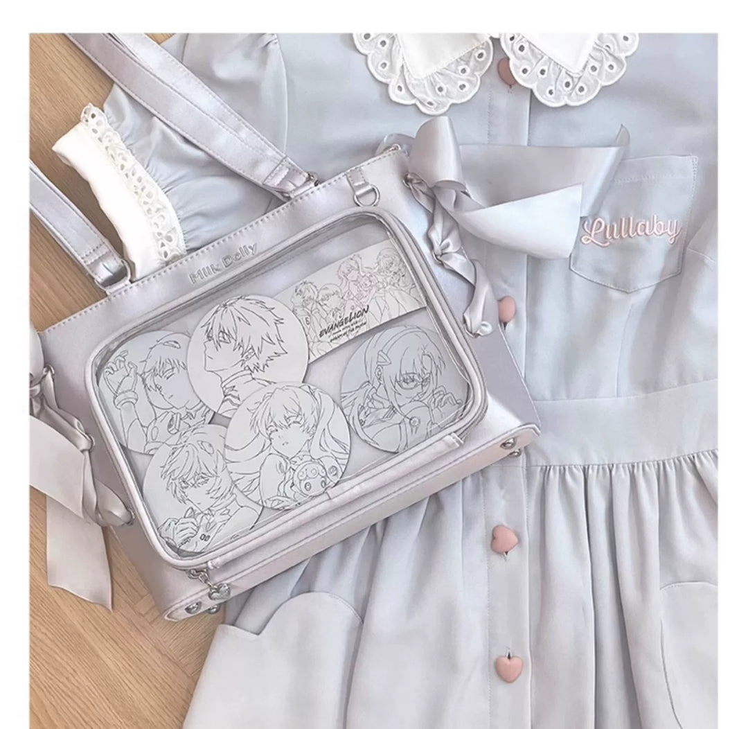 Satin Ita Bag, Clear Window & Detachable Ribbon Bow 43227:771922