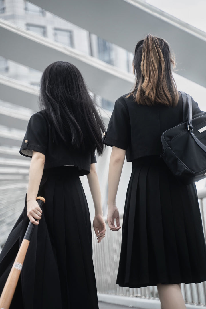 JK Uniform Pleated Skirts with Six Lengths & Embroidered Coat 42566:746353