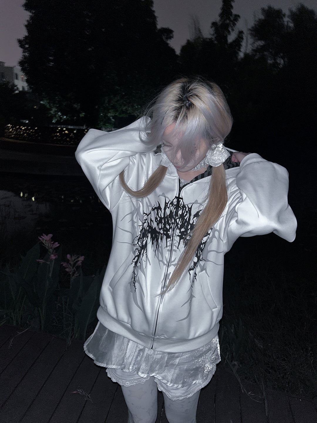 Cotton Jirai Kei Coat Gothic Punk Style with Oversized Design 42386:737975
