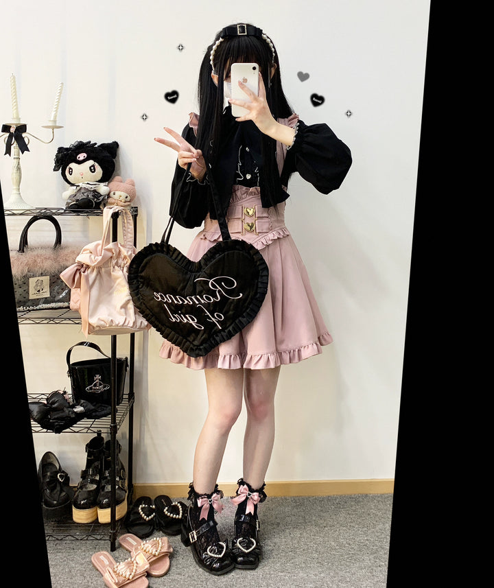 High Waist Jirai Kei Suspender Skirt 31858:569372