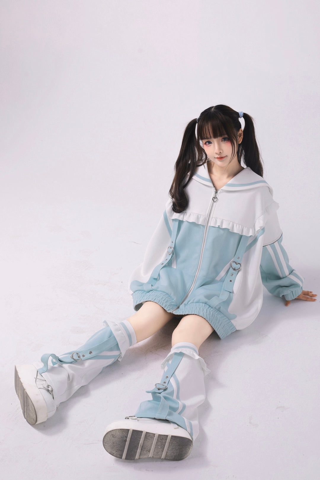 Tenshi Kaiwai Set Sailor Collar Jacket With Ruffle And Heart Buckle 34896:481090