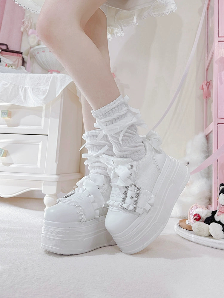Ryousangata High Platform Shoes, Satin Bow 43688:783026