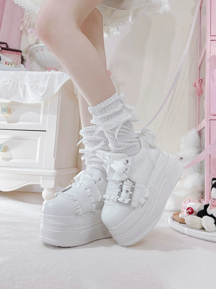 Ryousangata High Platform Shoes, Satin Bow 43688:783026