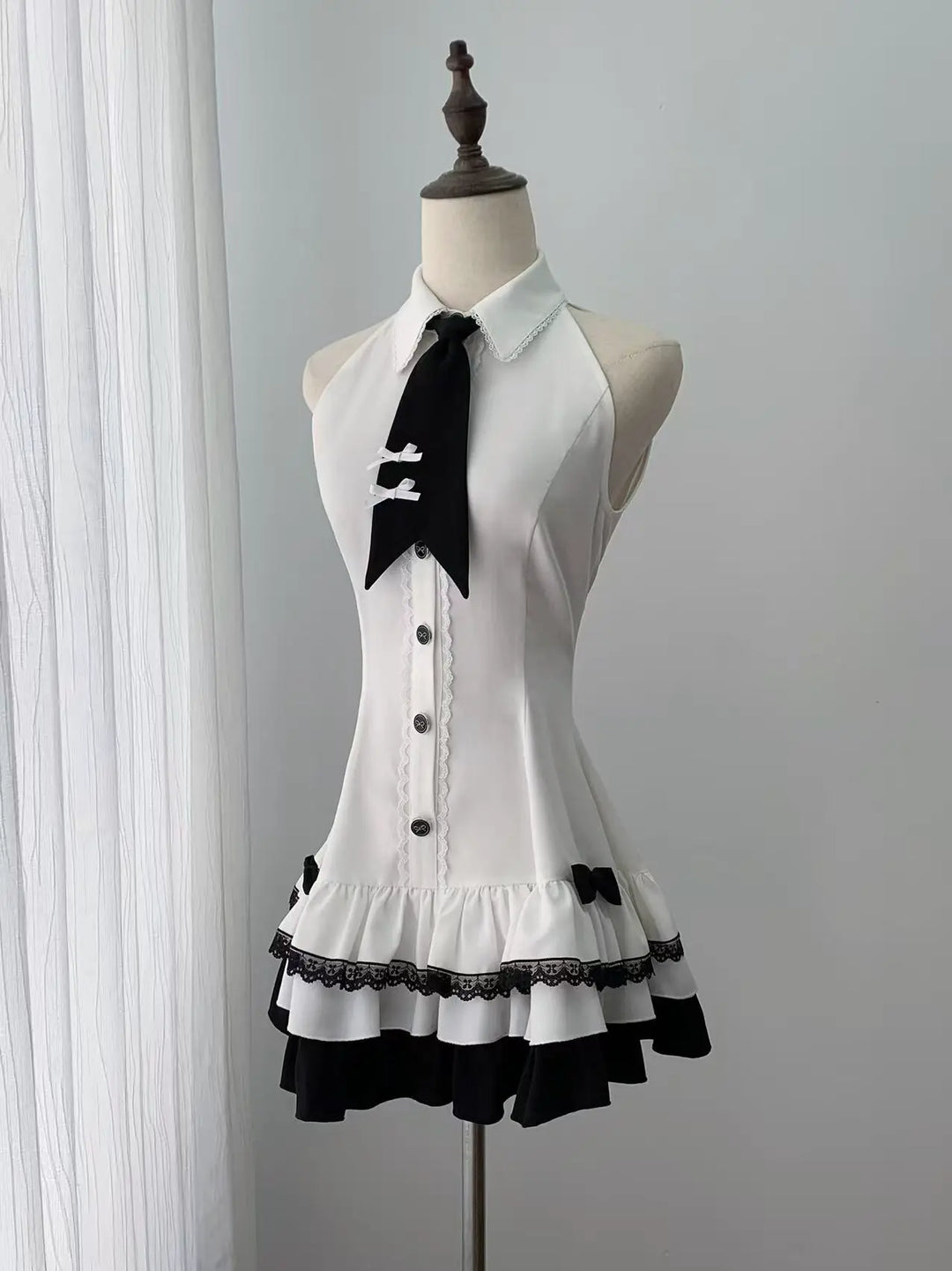 Jirai Kei Black White Dress and Jacket Set, Off-Shoulder (L M S) 45988:871034