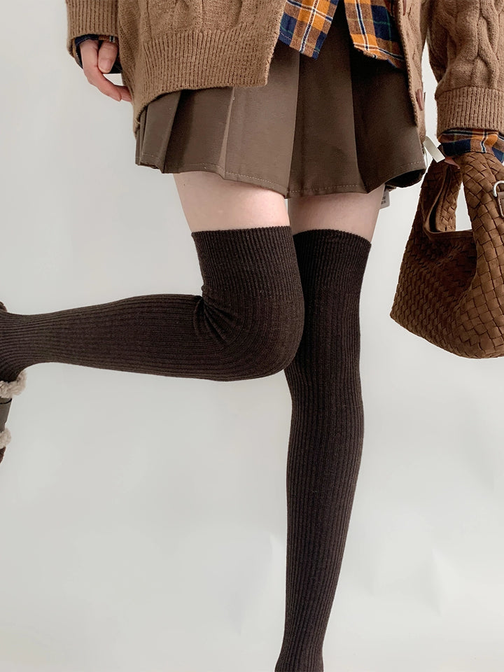 Japanese Style Solid Socks, Calf and Over-knee Styles 44076:795781