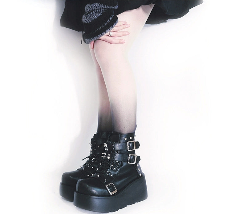 Punk Platform Shoes Gyaru Fashion Combat Boots 29704:368256