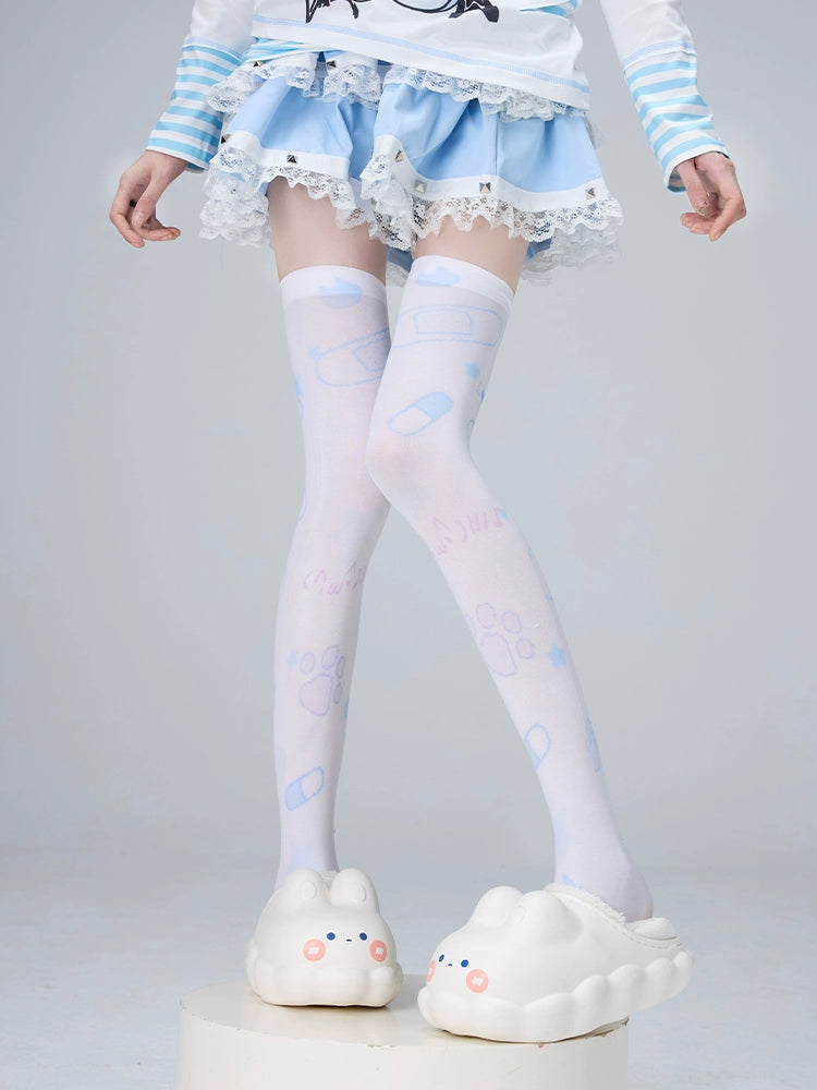 Tenshi Kaiwai Socks Over-the-Knee Socks Velvet High Tube Socks 36524:535684