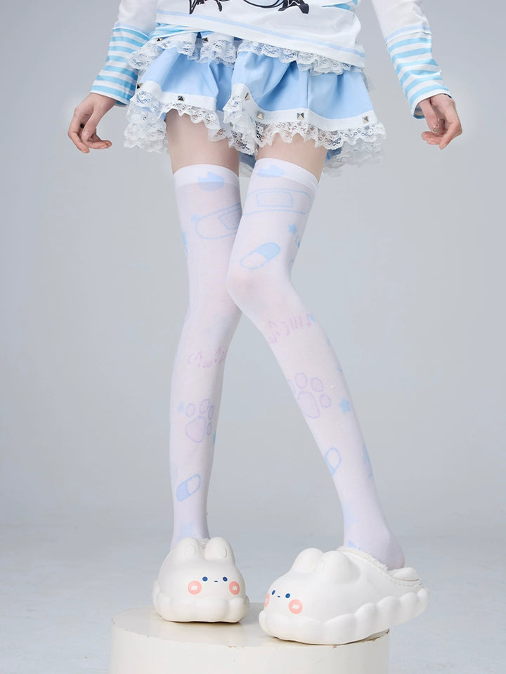 Tenshi Kaiwai Socks Over-the-Knee Socks Velvet High Tube Socks 36524:535684
