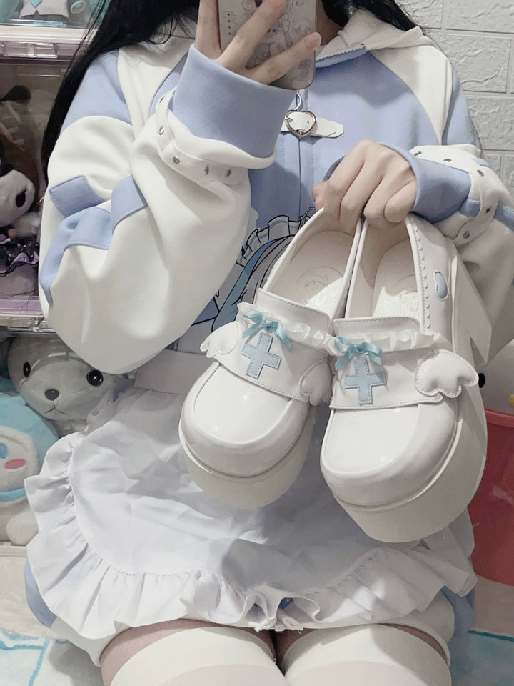 Tenshi Kaiwai Shoes High Heels Shoes Round Toe Platform Shoes 35442:512534