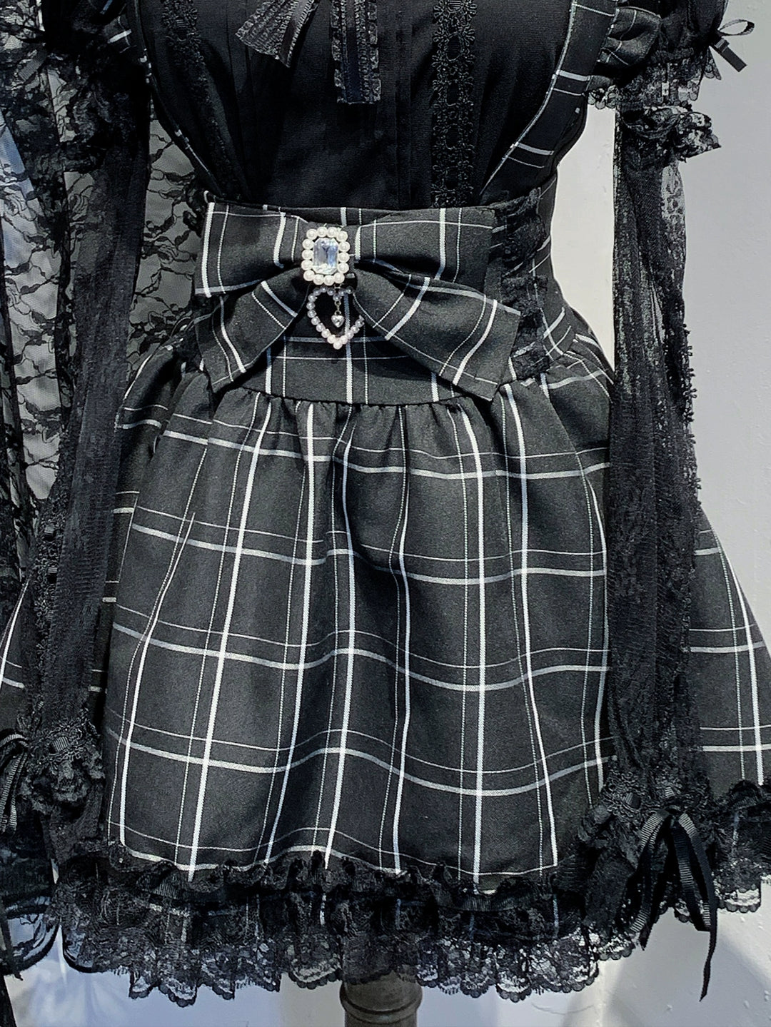 High-Waisted A-line Jirai Kei Skirt with Detachable Suspenders (L M S XL) 42863:755763